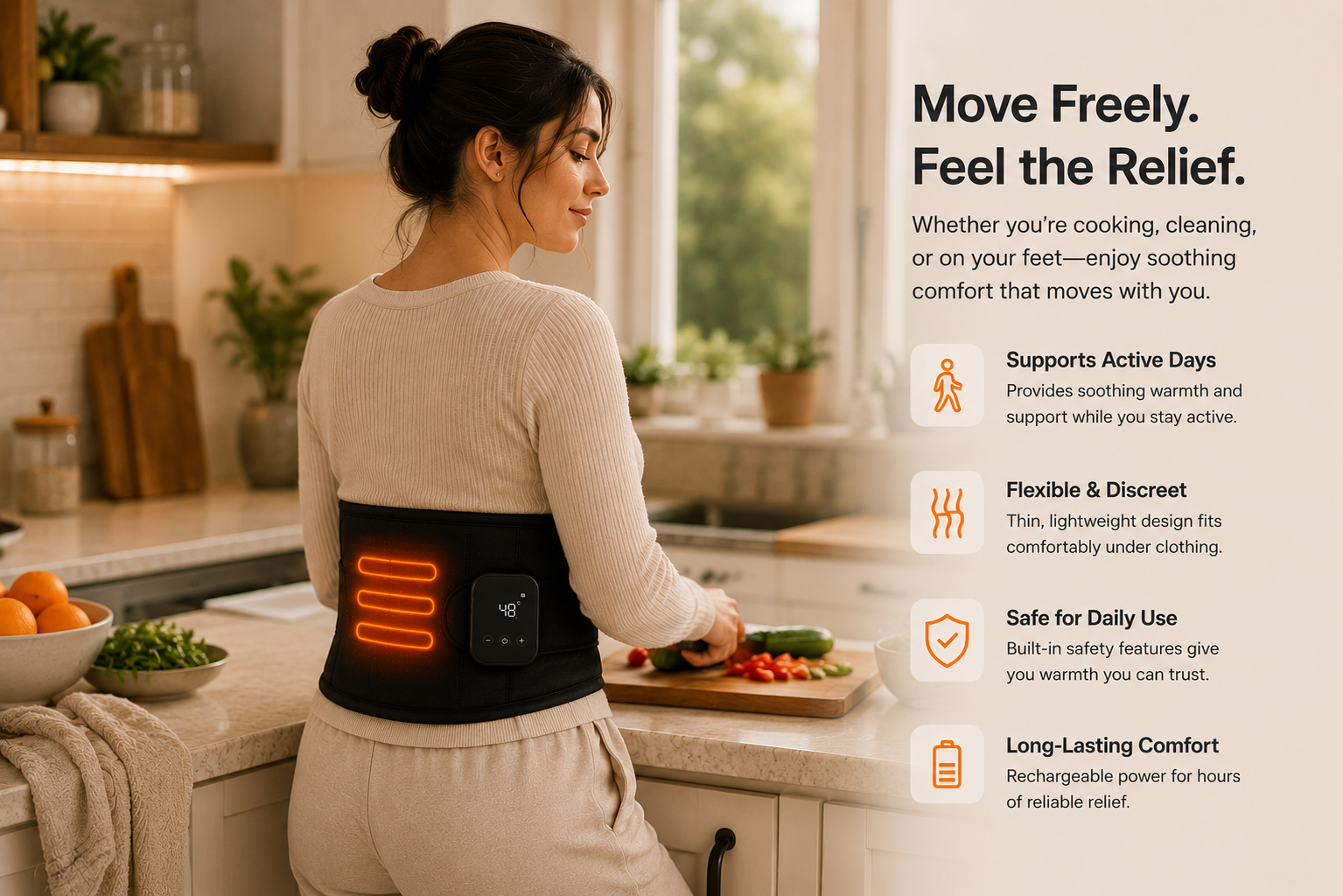 Heated Back Relief Belt – Lumbar Support with Heat & Massage