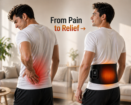 Heated Back Relief Belt – Lumbar Support with Heat & Massage