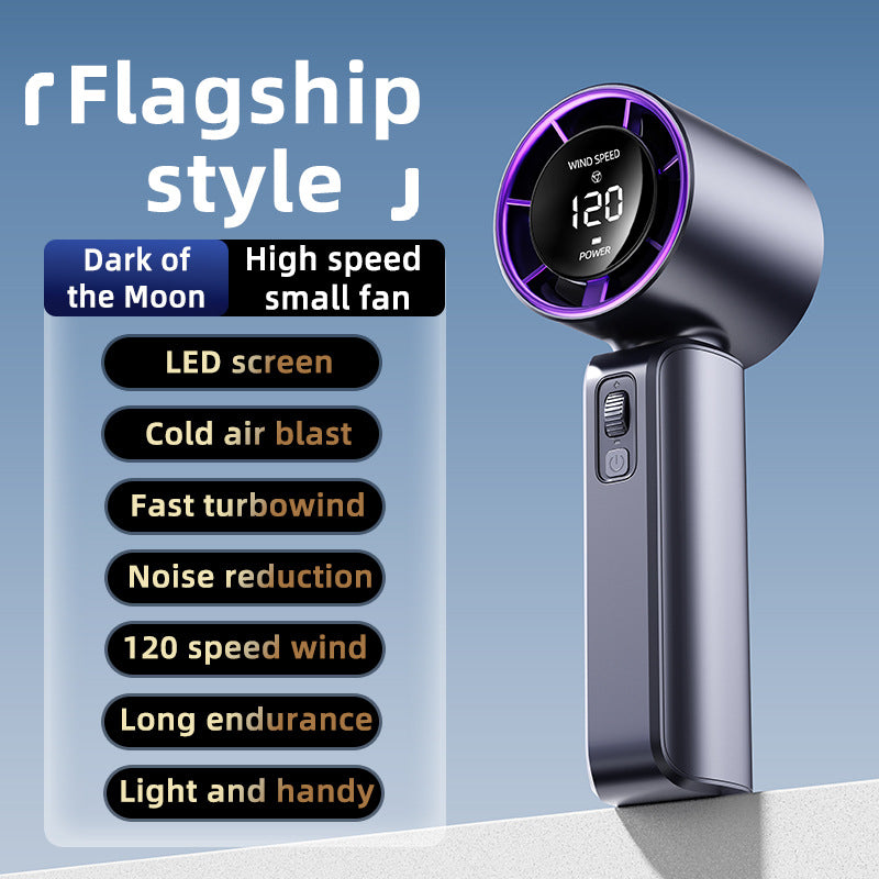 TurboCool Portable Handheld Fan – 120-Speed Digital Display, USB Rechargeable Mini Cooling Fan