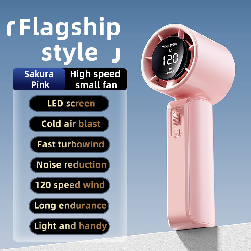 TurboCool Portable Handheld Fan – 120-Speed Digital Display, USB Rechargeable Mini Cooling Fan