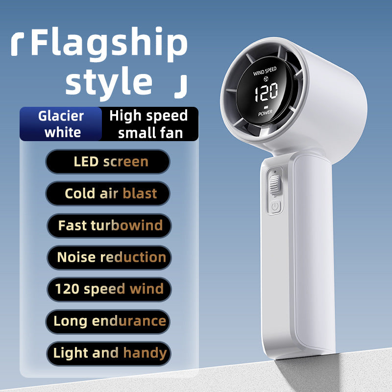 TurboCool Portable Handheld Fan – 120-Speed Digital Display, USB Rechargeable Mini Cooling Fan