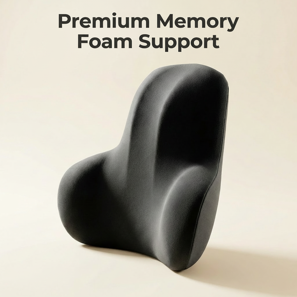Lumbar Support Cushion for Lower Back Pain Relief – Memory Foam Back Support for Office Chair